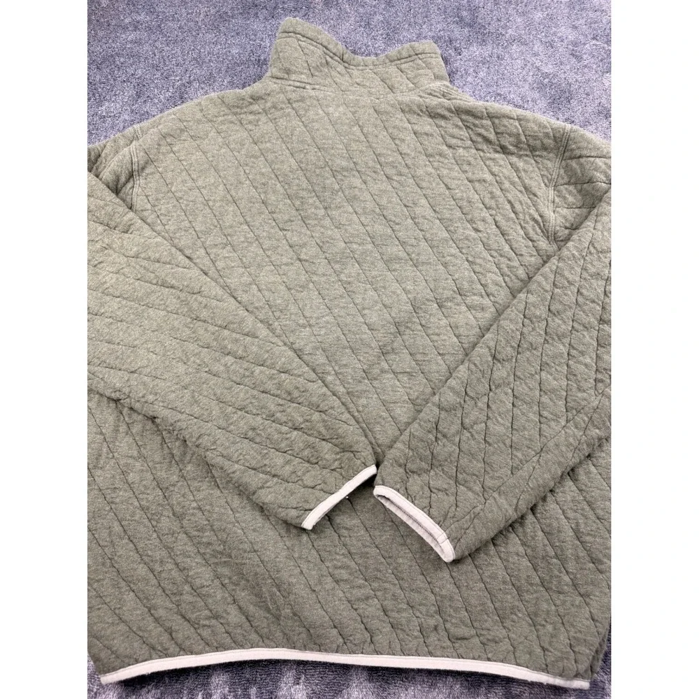 Orvis Trout Bum Mens Medium Quilted Snap Neck Pullover Sweater Sage Green Fishin